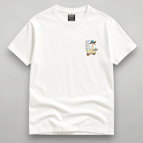 DANDY Ducks With Hats Have 2 Bills T-Shirt – Maglietta Unisex Divertente in Cotone Premium con Stampa Cartoon