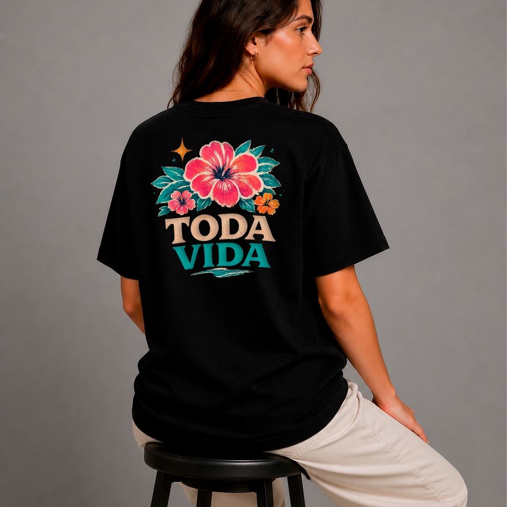 DANDY Toda Vida T-Shirt Oversize Unisex – Maglietta Tropicale Estiva con Fiori Retro