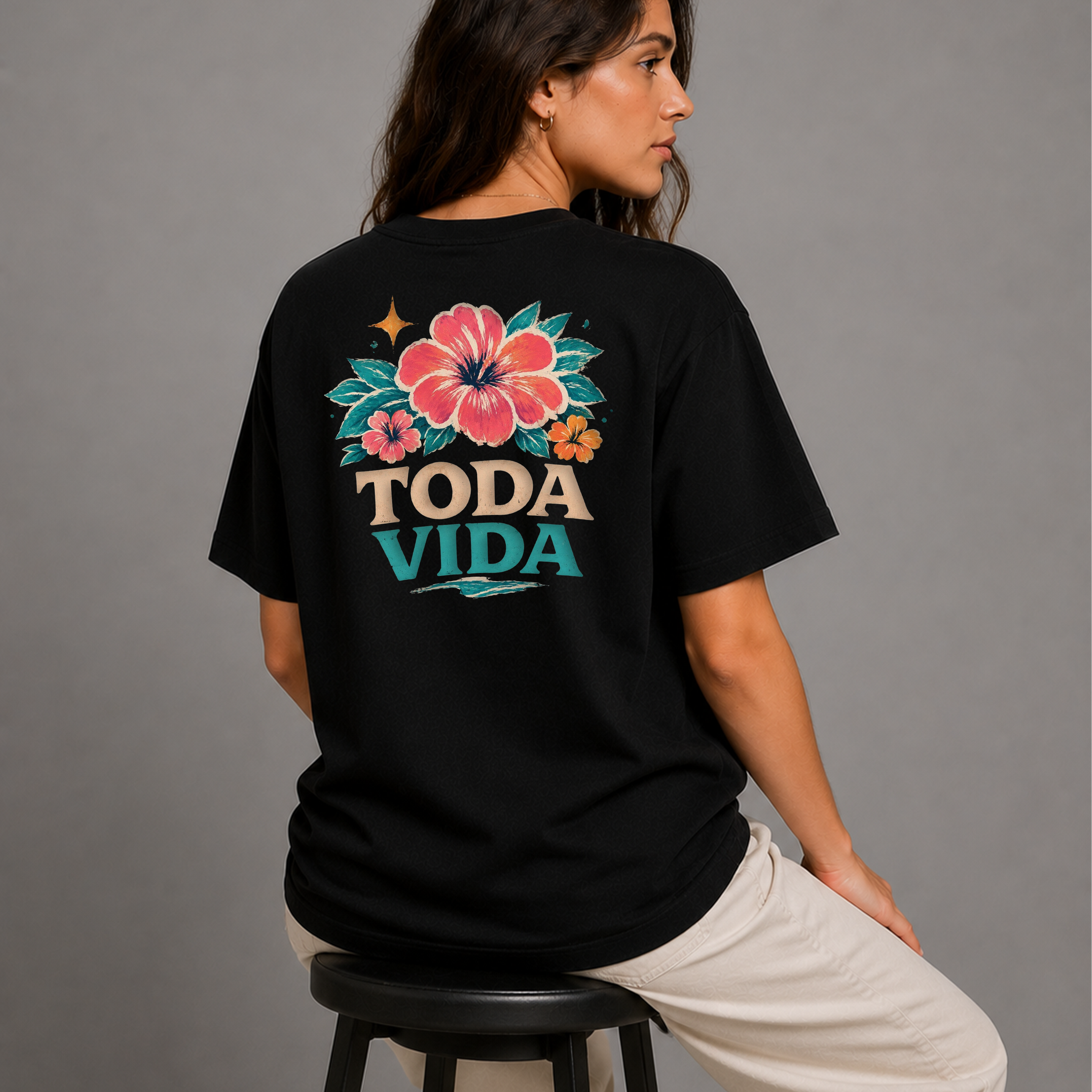 DANDY Toda Vida T-Shirt Oversize Unisex – Maglietta Tropicale Estiva con Fiori Retro