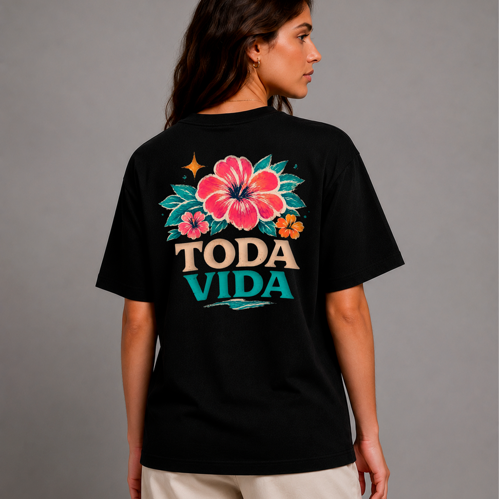 DANDY Toda Vida T-Shirt Oversize Unisex – Maglietta Tropicale Estiva con Fiori Retro