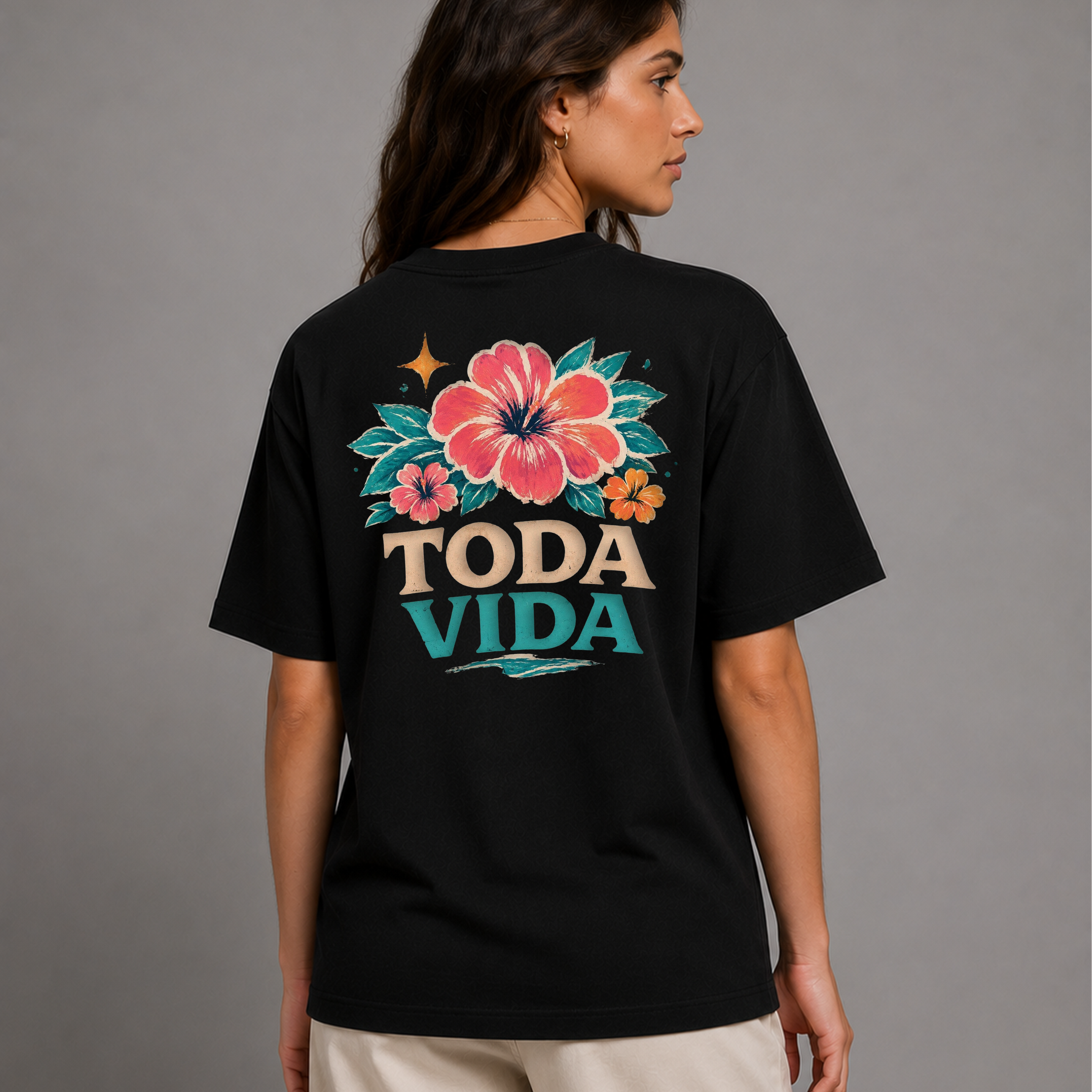 DANDY Toda Vida T-Shirt Oversize Unisex – Maglietta Tropicale Estiva con Fiori Retro