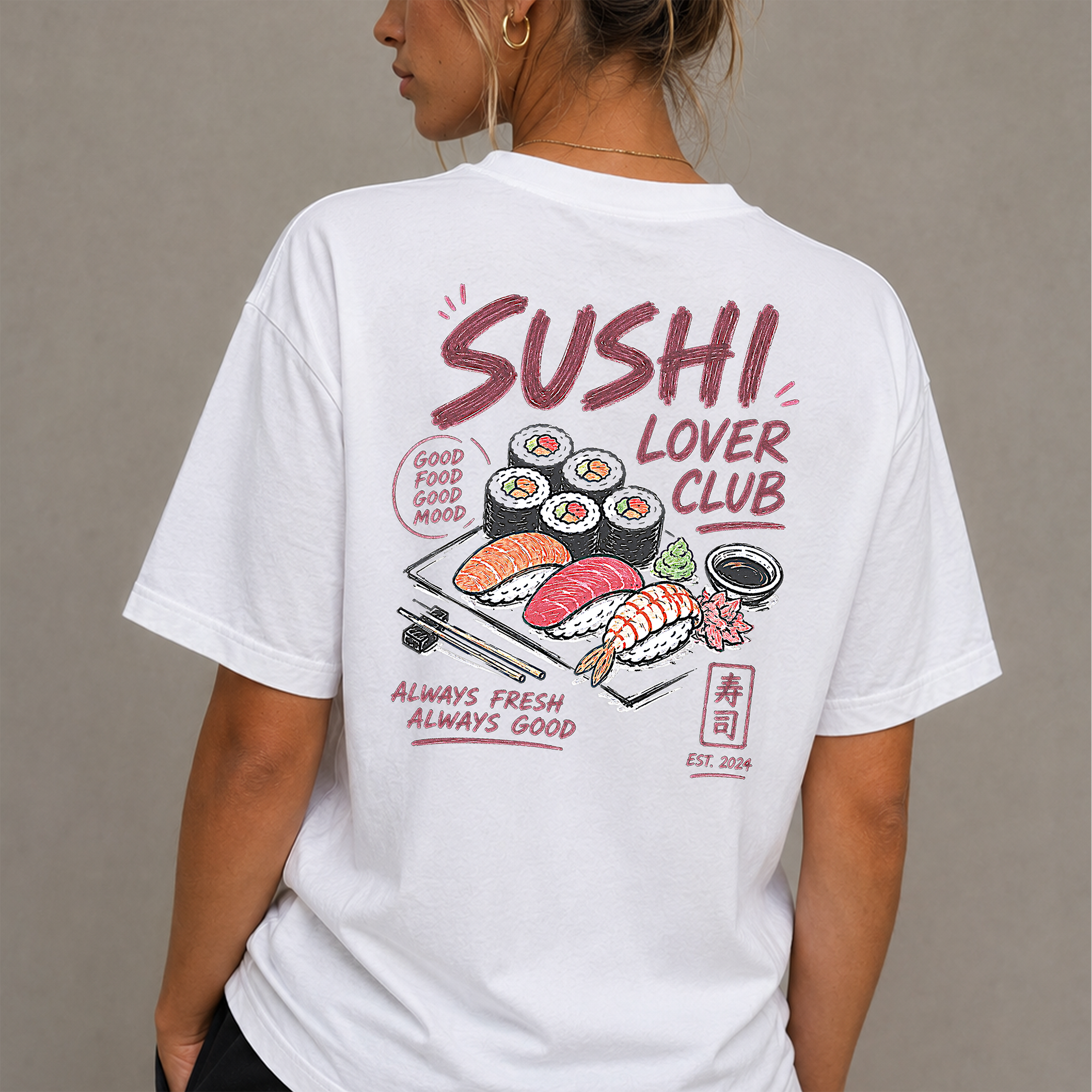 DANDY Sushi Lover Club t-shirt streetwear oversize