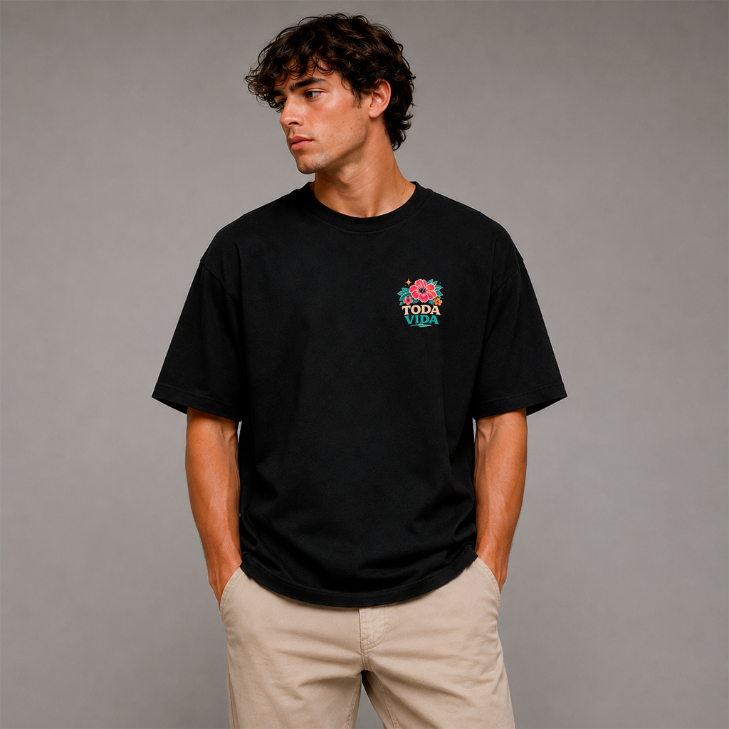 DANDY Toda Vida T-Shirt Oversize Unisex – Maglietta Tropicale Estiva con Fiori Retro