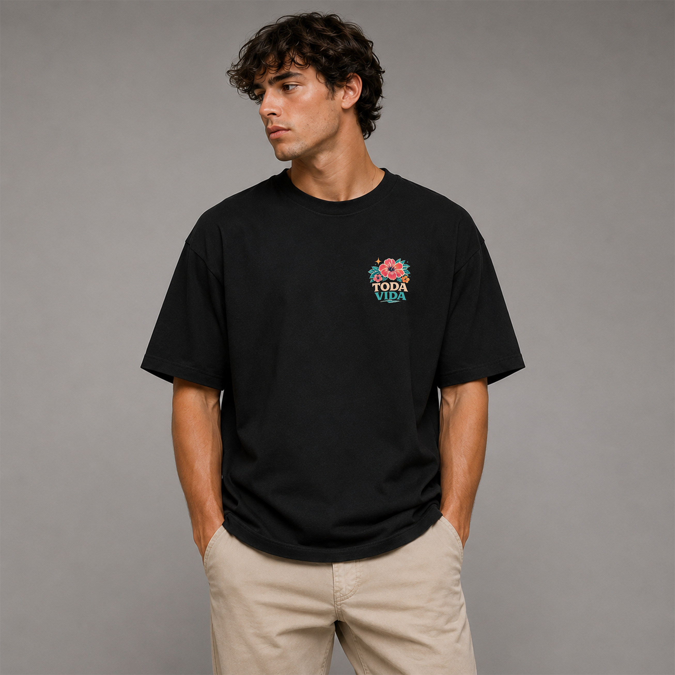 DANDY Toda Vida T-Shirt Oversize Unisex – Maglietta Tropicale Estiva con Fiori Retro