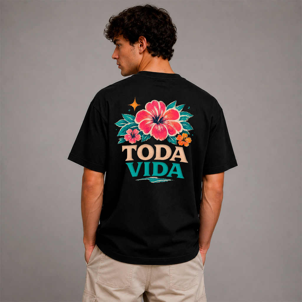 DANDY Toda Vida T-Shirt Oversize Unisex – Maglietta Tropicale Estiva con Fiori Retro