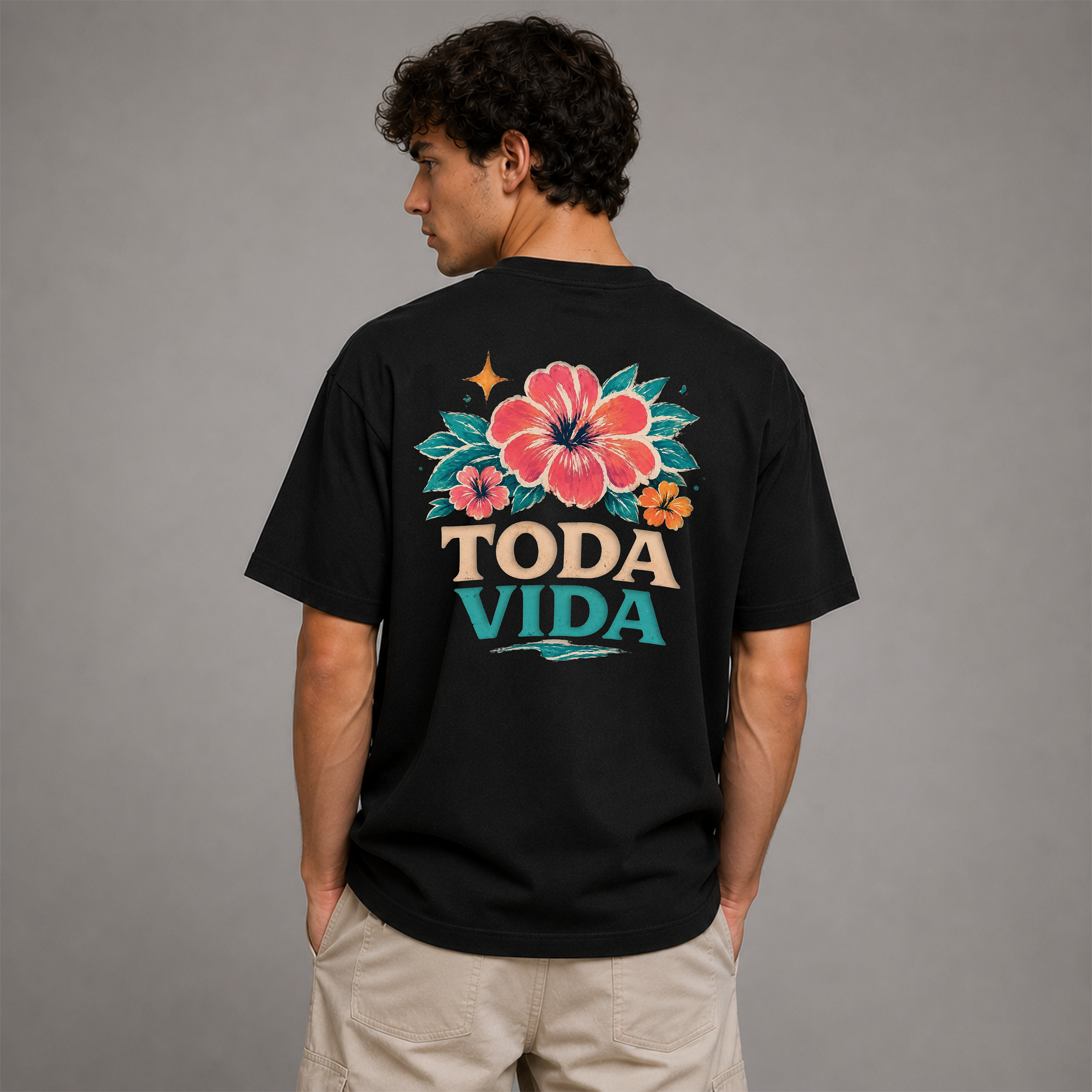 DANDY Toda Vida T-Shirt Oversize Unisex – Maglietta Tropicale Estiva con Fiori Retro